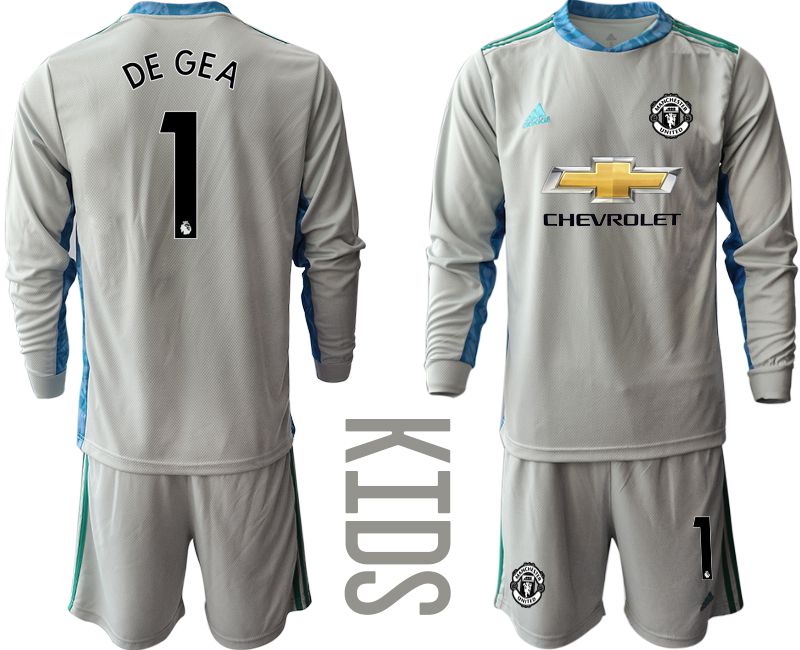 Youth 2020-2021 club Manchester United gray long sleeve goalkeeper #1 Soccer Jerseys->manchester united jersey->Soccer Club Jersey